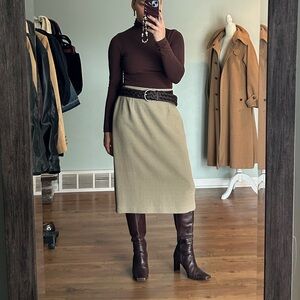 Green/tan pencil skirt